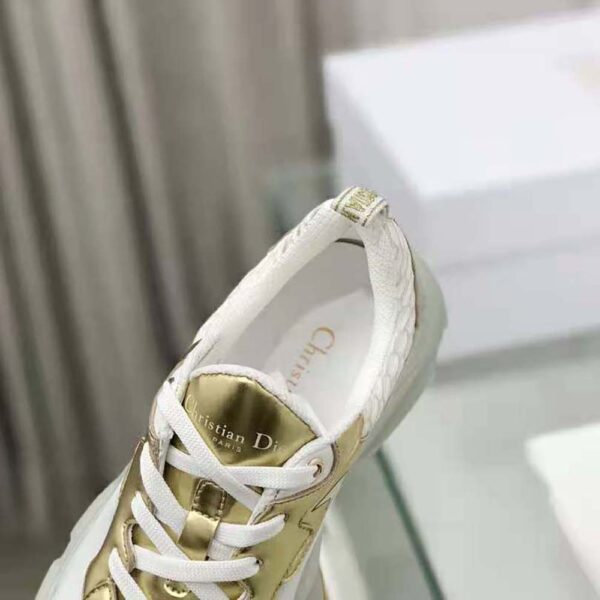 Dior Women Vibe Sneaker White Mesh and Gold-Tone Leather (9)