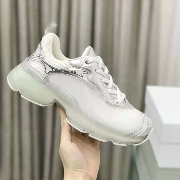 Dior Women Vibe Sneaker White Mesh and Silver-Tone Leather (3)