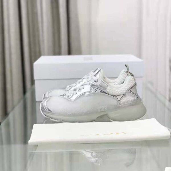 Dior Women Vibe Sneaker White Mesh and Silver-Tone Leather (6)