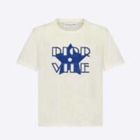 Dior Women Vibe T-shirt Ecru and Fluorescent Blue Cotton Jersey and Linen (1)