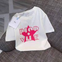 Dior Women Vibe T-shirt Ecru and Fluorescent Pink Cotton and Linen Jersey (1)