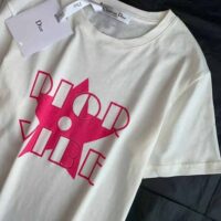 Dior Women Vibe T-shirt Ecru and Fluorescent Pink Cotton and Linen Jersey (1)