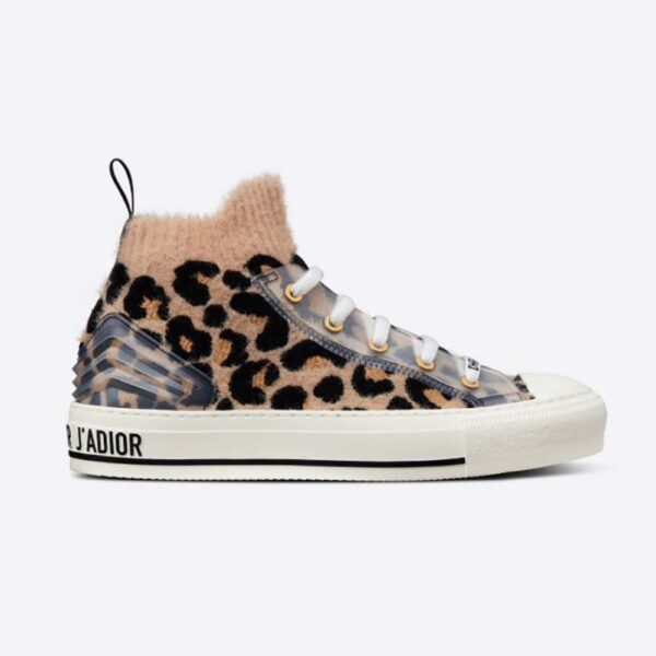 Dior Women Walk’n’Dior Sneaker Fur-Effect Knit Printed with Beige Multicolor Mizza Pattern (1)