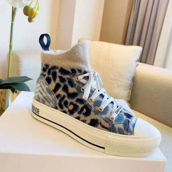 Dior Women Walk’n’Dior Sneaker Fur-Effect Knit Printed with Beige Multicolor Mizza Pattern (5)