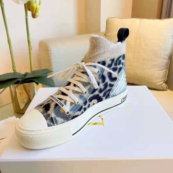 Dior Women Walk’n’Dior Sneaker Fur-Effect Knit Printed with Beige Multicolor Mizza Pattern (6)