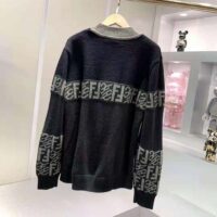 Fendi Men Black wool Sweater with High Collar and Long Sleeves (1)