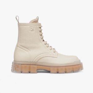 Fendi Men Force Beige Leather Ankle Boots