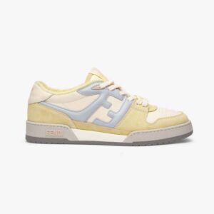 Fendi Unisex Match Yellow Suede Low-Tops