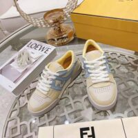 Fendi Men Match Yellow Suede Low-Tops (1)