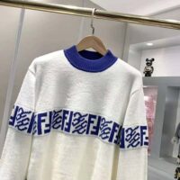 Fendi Men White wool Sweater with High Collar and Long Sleeves (1)