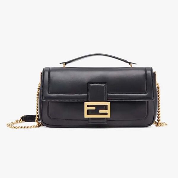 Fendi Women Baguette Chain Black Nappa Leather Bag (1)