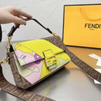 Fendi Women Baguette FF Glazed Fabric Bag with Inlay (1)