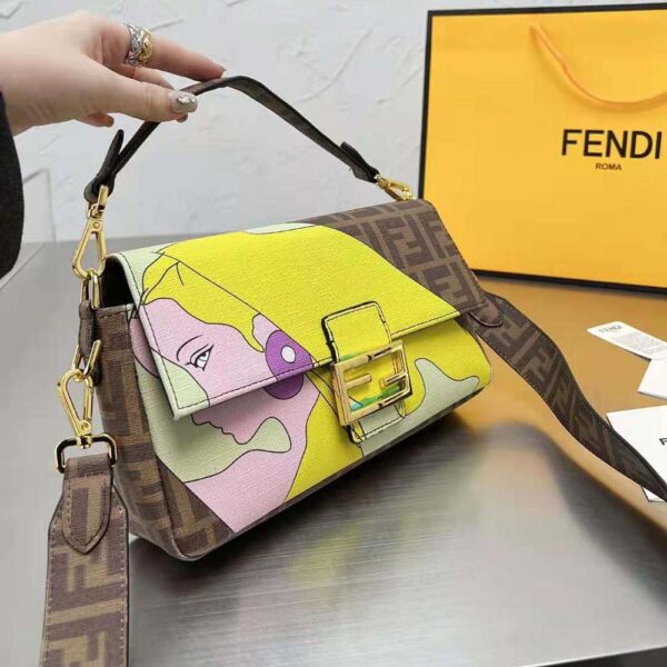 Fendi Women Baguette FF Glazed Fabric Bag with Inlay (7)
