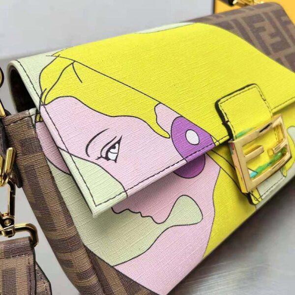 Fendi Women Baguette FF Glazed Fabric Bag with Inlay (9)