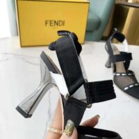 Fendi Women Colibri Black Mesh High-Heel Slingbacks with Metal Stitches (1)