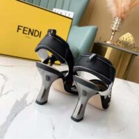 Fendi Women Colibri Black Mesh High-Heel Slingbacks with Metal Stitches (1)