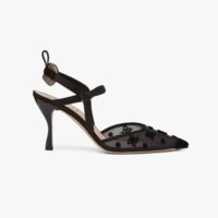 Fendi Women Colibri Lite High-Heeled Black Mesh and FF Karligraphy Slingbacks (1)