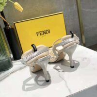 Fendi Women Colibri Pink Mesh High-Heeled Slingbacks with Rhinestone Embroidery (1)