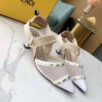 Fendi Women Colibri Pink Mesh High-Heel Slingbacks with Metal Stitches (1)