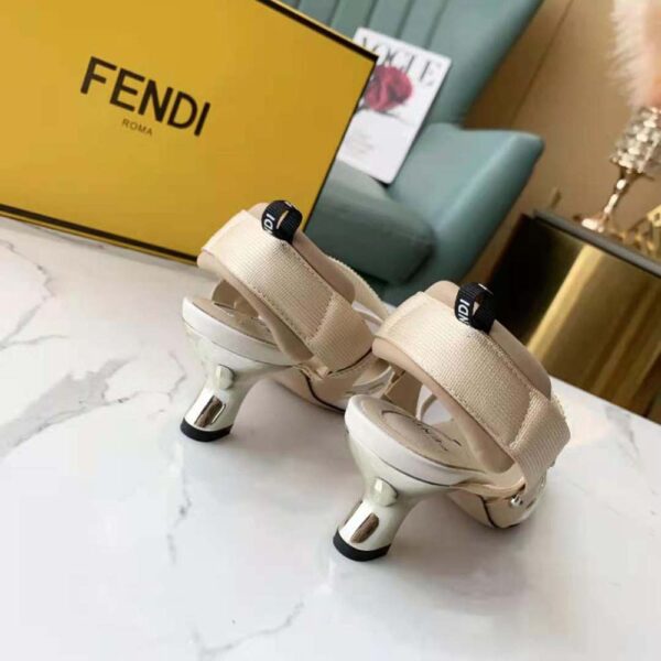 Fendi Women Colibri Pink Mesh Medium-Heel Slingbacks with Metal Stitches (7)