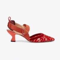 Fendi Women Colibri Red Micromesh Slingbacks with a Medium Heel (1)