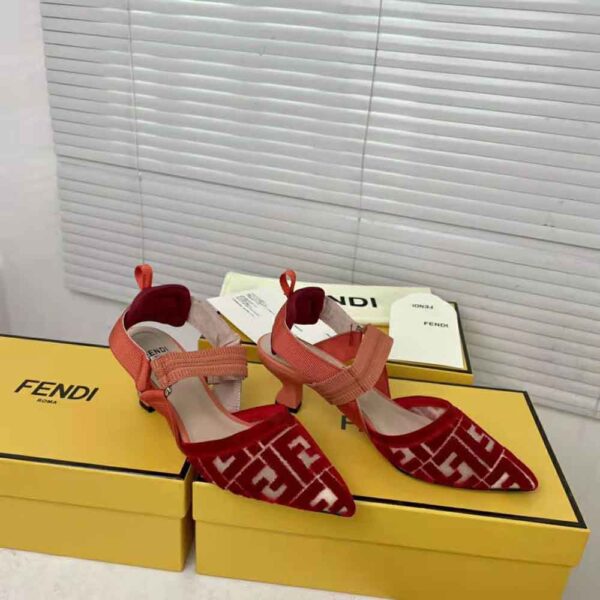 Fendi Women Colibri Red Micromesh Slingbacks with a Medium Heel (3)