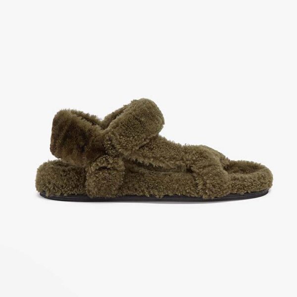 Fendi Women Feel Green Sheepskin Sandals (1)