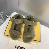 Fendi Women Feel Green Sheepskin Sandals (1)