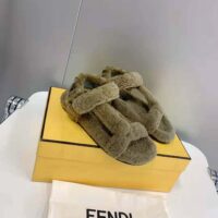 Fendi Women Feel Green Sheepskin Sandals (1)