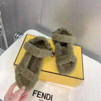 Fendi Women Feel Green Sheepskin Sandals (1)