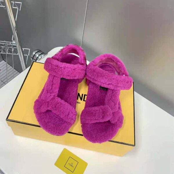 Fendi Women Feel Purple Sheepskin Sandals (2)