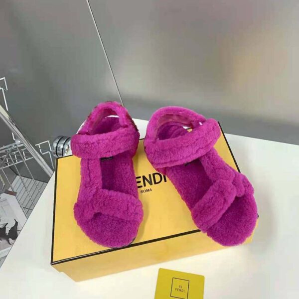 Fendi Women Feel Purple Sheepskin Sandals (3)