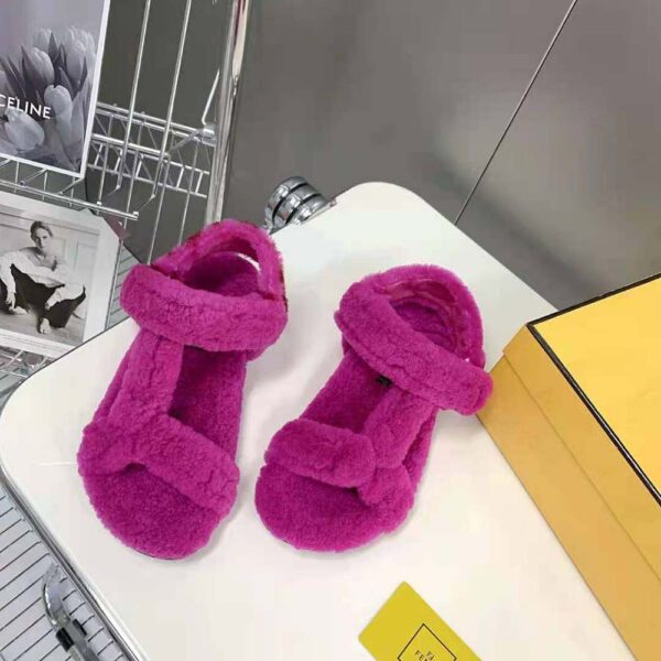 Fendi Women Feel Purple Sheepskin Sandals (4)