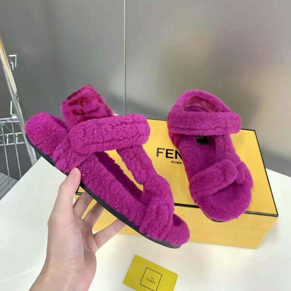 Fendi Women Feel Purple Sheepskin Sandals (5)