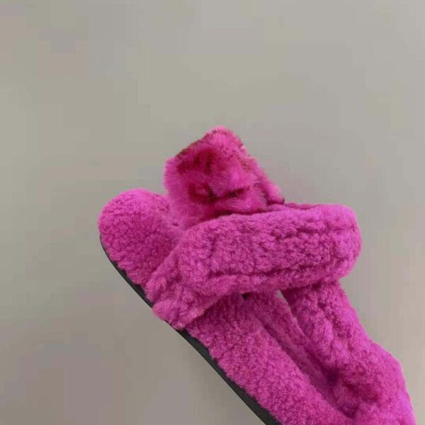 Fendi Women Feel Purple Sheepskin Sandals (6)