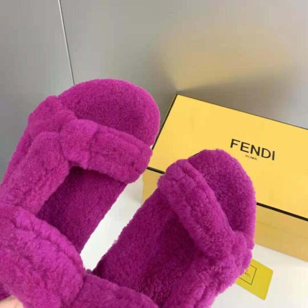 Fendi Women Feel Purple Sheepskin Sandals (7)