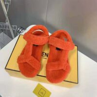 Fendi Women Feel Red Sheepskin Sandals (1)