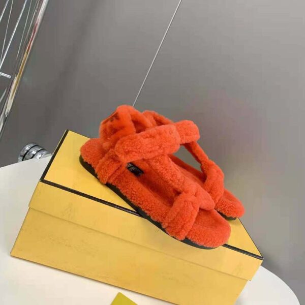 Fendi Women Feel Red Sheepskin Sandals (3)