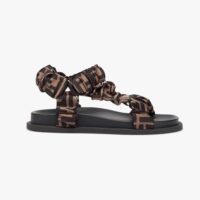 Fendi Women Fendi Feel Brown Satin Sandals (1)