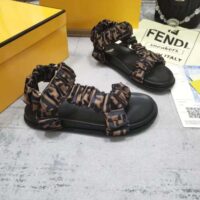 Fendi Women Fendi Feel Brown Satin Sandals (1)