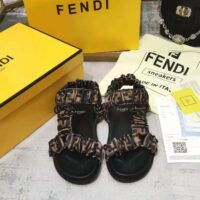 Fendi Women Fendi Feel Brown Satin Sandals (1)