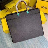 Fendi Women Fendi Sunshine Large Gray Flannel Shopper (1)