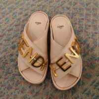 Fendi Women Fendigraphy Pink Leather Slides (1)