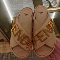 Fendi Women Fendigraphy Pink Leather Slides (1)