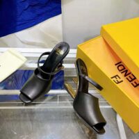 Fendi Women First Black Leather High-Heeled Sandals (1)