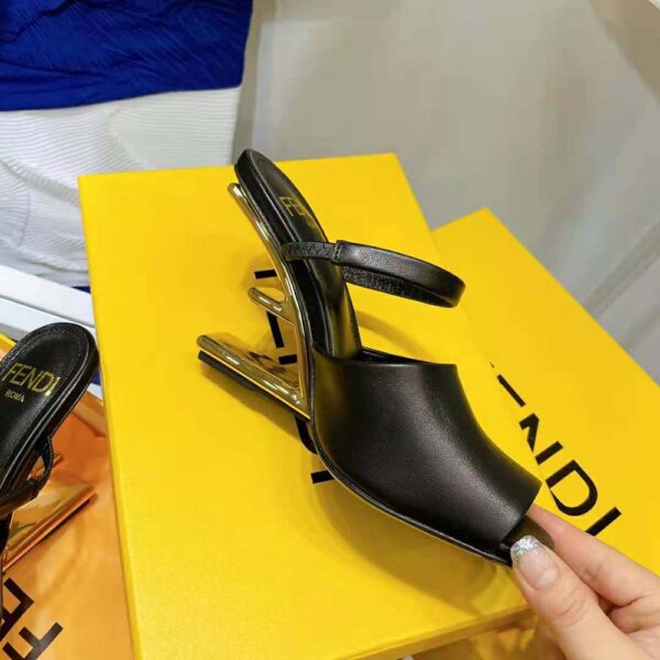 Fendi Women First Black Leather High-Heeled Sandals (6)