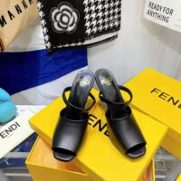 Fendi Women First Black Leather High-Heeled Sandals (1)