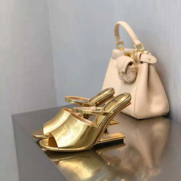 Fendi Women First Gold Nappa Leather High-Heeled Sandals (2)