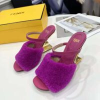 Fendi Women First Purple Sheepskin High-Heeled Sandals (1)