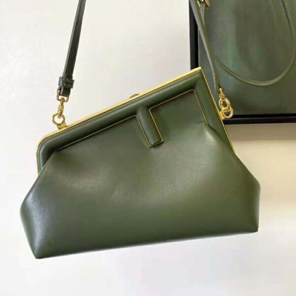 Fendi Women First Small Dark Green Leather Bag (5)